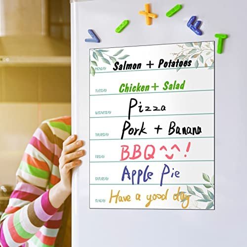 2 Pieces Magnetic Weekly Dry Erase Boards Erasable Weekly Calendars Whiteboard Planners with 2 Pieces Markers for Office, Home, School Supplies (Leaf Style) - Image 2