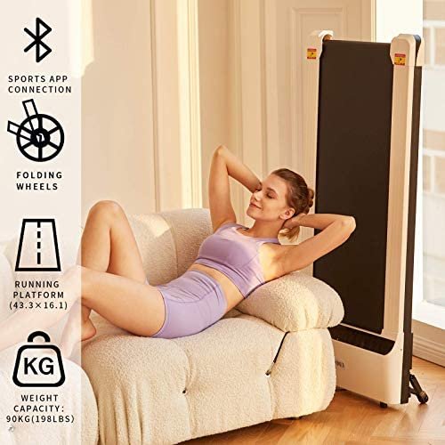 UMAY Portable Treadmill with Foldable Wheels, Under Desk Walking Pad Flat Slim Treadmill, Sports App, Installation-Free, Remote Control, Jogging Running Machine for Home/Office - Image 7