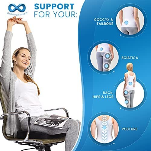 Everlasting Comfort Office Chair Seat Cushion Pillow for Back, Coccyx, & Tailbone Pain Relief Pad - Image 5