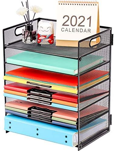 Marbrasse Paper Letter Tray Organizer - 6 Tier Mesh File Organizer with Handle, Paper Sorter Organizer for Letter/A4 Office File Folder Holder - Black - Image 2