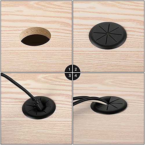 HYCC 2 Pack 2 Inch Flexible Desk Grommet,Organize Wires and Cables on Office Equipment, Computer Components, Entertainment Systems Effectively - Color: Black - Image 5