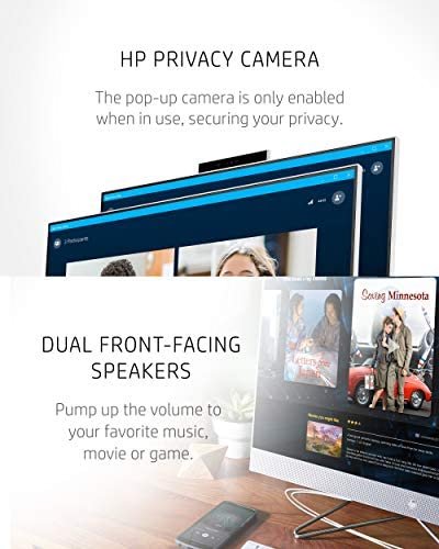 HP 27 All-in-One PC, 11th Gen Intel Core i5-1135G7 Processor, 8 GB RAM, 512 GB SSD, 27" Full HD Touchscreen, Windows 10 Home, Wired Mouse & Keyboard, Dual-Array Mic, 1080p Webcam (27-DP1270, 2020) - Image 6