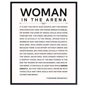 Daring Greatly Man/Woman In the Arena Quote Poster – 8×10 Famous Teddy Roosevelt Speech – 8×10 Motivational Inspirational Wall Art Decor – Uplifting Gifts for Women, Feminist, Entrepreneur