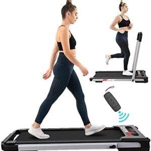 FYC Under Desk Treadmill for Home 2-in-1 Folding Treadmill 2.5HP Compact Treadmill Exercise Workout Electric Foldable Running Machine Portable Treadmill for Running and Walking, Installation-Free