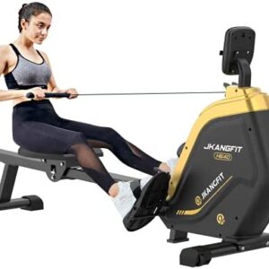 JKANGFIT Folding Rowing Machine - Rowing Machines for Home Use Indoor Magnetic Rower for Full Body with 16 Levels Resistance LCD Monitor Device Holder