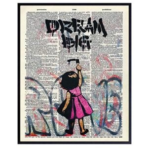 Motivational Graffiti Dictionary Art for Room Decorations, Home, Apartment or Office Decor – Upcycled Wall Art Poster Print Photo – Unique Modern Street Art and Gift for Women Entrepreneurs