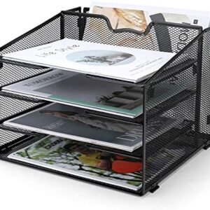 ProAid Mesh Desk Letter Tray Organizer, Desk File Folder Hoder Organizer, Metal Document File Tray, Easy to Assemble Paper Tray, Black ProAid Mesh Desk Letter Tray Organizer, Desk File Folder Hoder Organizer, Metal Document File Tray, Easy to Assemble Paper Tray, Black