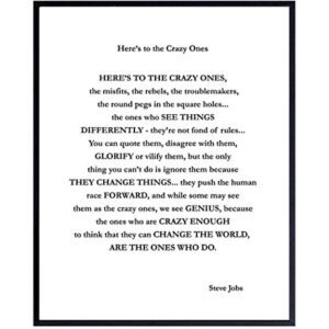 Steve Jobs Motivational Quote, Art Print, Home Decor – Inspirational Apple Wall Art Poster – Unique Room Decorations for Office, Den – Gift for Entrepreneur, Disruptor, Boss – 8×10 Photo Unframed