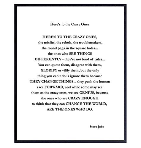 Steve Jobs Motivational Quote, Art Print, Home Decor - Inspirational Apple Wall Art Poster - Unique Room Decorations for Office, Den - Gift for Entrepreneur, Disruptor, Boss - 8x10 Photo Unframed