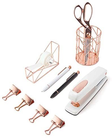 U Brands Desktop Accessory Kit, Office Supplies Set, Rose Gold, 10-Piece - 2106U00-01
