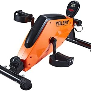 YOLENY Exercise Bike Under Desk Bike Leg & Arm Exercise Cycle Mini Exercise Peddler for Home & Office Pedal Exerciser with LCD Display