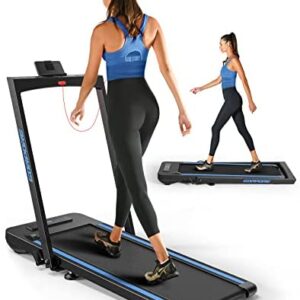 2 in 1 Under Desk Treadmills, GORPORE 2.5HP Folding Electric Treadmill with Dual LED Display & Remote Portable Treadmill Foldable Walking Treadmill Jogging Running Machine for Home Office Apartment