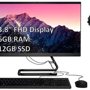 2021 Newest Lenovo 23.8-inch FHD Non-Touch All-in-One Desktop Computer, Intel Pentium Gold G6400T Processor 3.4 GHz, 16GB RAM, 512GB SSD, Webcam, WiFi, DVD, Windows 10 Home + Microfiber Cleaning Cloth