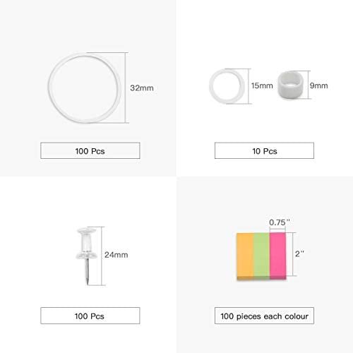 342 Pcs Small Office Supplies Kit with Storage Container, Metal Binder Clips Medium/Small, Paper Clips, Assorted Rubber Bands, Page Markers, Push Pins, for Home, Office, School, etc. - Image 5