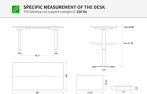 FAMISKY Dual Motor Adjustable Height Standing Desk, Electric Sit Stand Desk with Screen Panel, 48 x 24 Inches Stand up Desk, Home Office Desk with Greige Top and Black Frame - Image 8