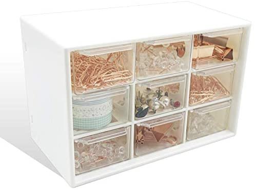Mini Desk Organizer with Drawers, Office Supplies and Jewelry Storage Case 9 Drawers - Image 9