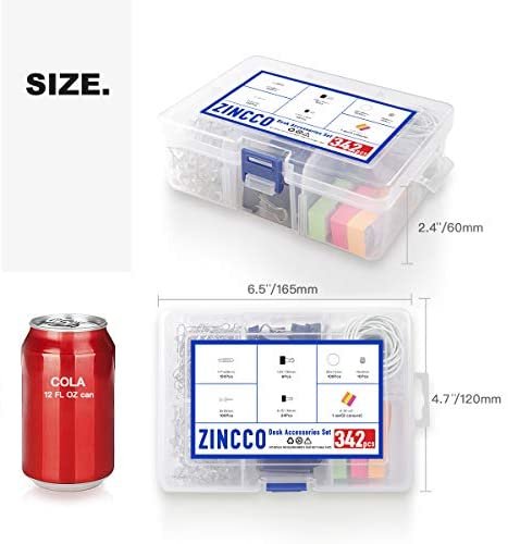 342 Pcs Small Office Supplies Kit with Storage Container, Metal Binder Clips Medium/Small, Paper Clips, Assorted Rubber Bands, Page Markers, Push Pins, for Home, Office, School, etc. - Image 7