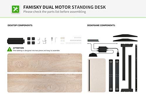 FAMISKY Dual Motor Adjustable Height Standing Desk, Electric Sit Stand Desk with Screen Panel, 48 x 24 Inches Stand up Desk, Home Office Desk with Greige Top and Black Frame - Image 5