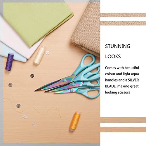 Titanium scissors Set of 3 Pack Fabric scissors Rubber Soft Grip Handle Sharp blades Multipurpose scissors set for Sewing Carfts Office and Home Supplies, Blue - Image 5