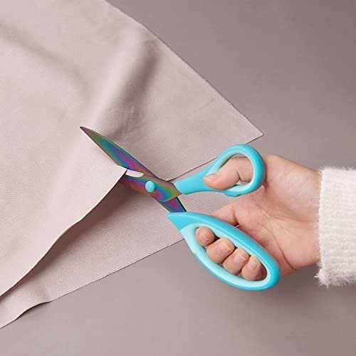 Titanium scissors Set of 3 Pack Fabric scissors Rubber Soft Grip Handle Sharp blades Multipurpose scissors set for Sewing Carfts Office and Home Supplies, Blue - Image 2