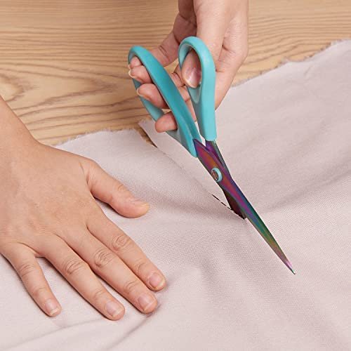 Titanium scissors Set of 3 Pack Fabric scissors Rubber Soft Grip Handle Sharp blades Multipurpose scissors set for Sewing Carfts Office and Home Supplies, Blue - Image 9