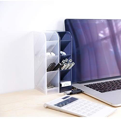 Lekgymr Translucent Black & White Desk Pen Holder Pencil Storage Organizer Rack,Plastic Multi-Functional Desktop Stationary Organizer for School Office Home Dormitory Art Supplies (White01,One Size) - Image 4