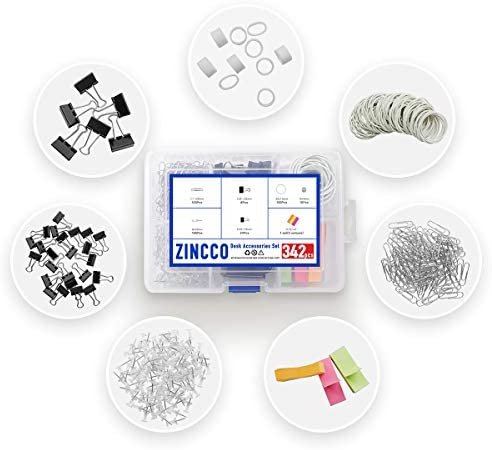 342 Pcs Small Office Supplies Kit with Storage Container, Metal Binder Clips Medium/Small, Paper Clips, Assorted Rubber Bands, Page Markers, Push Pins, for Home, Office, School, etc. - Image 2
