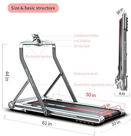 RHYTHM FUN Treadmill 2-in-1 Folding Treadmill Under Desk Walking Treadmill for Home with Foldable Handrail Wide Tread Belt Super Slim Mini Quiet Treadmill with Smart Remote Control and Workout App - Image 6