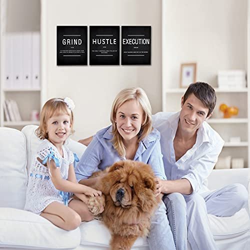 KAWAHONE Inspirational Canvas Painting Wall Art, Grind Hustle Execution Motivation Wall Decor Success Entrepreneur Poster Framed Positive Quotes Wall Picture Gift for Home Office Workplace Businness - Image 3