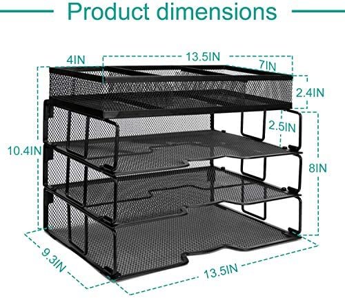 Reliatronic Mesh Office Desk Organizer, Stackable File Letter Tray Organizer Perfect for Home Office, Black - Image 6