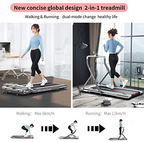 RHYTHM FUN Treadmill 2-in-1 Folding Treadmill Under Desk Walking Treadmill for Home with Foldable Handrail Wide Tread Belt Super Slim Mini Quiet Treadmill with Smart Remote Control and Workout App - Image 2