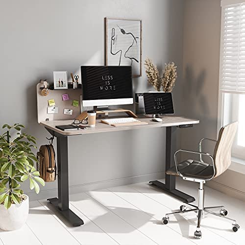 FAMISKY Dual Motor Adjustable Height Standing Desk, Electric Sit Stand Desk with Screen Panel, 48 x 24 Inches Stand up Desk, Home Office Desk with Greige Top and Black Frame - Image 3
