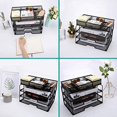 Reliatronic Mesh Office Desk Organizer, Stackable File Letter Tray Organizer Perfect for Home Office, Black - Image 2