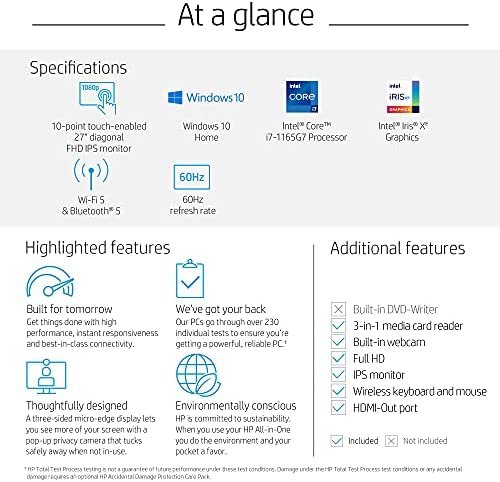 HP Pavilion 27 AIO 27" FHD Touchscreen All in One Desktop Computer, 11th Gen Quad-Core i7 1165G7 up to 3.7GHz, 16GB DDR4 RAM, 1TB 7200RPM HDD, 1080p Privacy Camera, Windows 10, 64GB Flash Stylus - Image 8