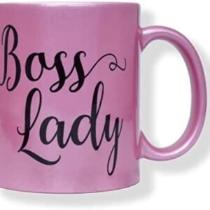 Boss Lady Pink Coffee Mugs with Handle, 12oz Funny Ceramic Cup, Tea Cup for Office and Home, Best Gifts for Women/Mom/Girl/Female Entrepreneur Business Owner and Coworker