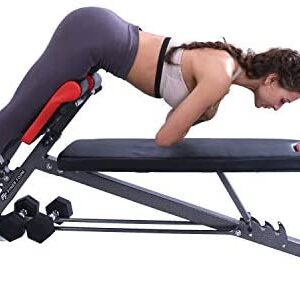 FINER FORM Multi-Functional Weight Bench for Full All-in-One Body Workout – Hyper Back Extension, Roman Chair, Adjustable Ab Sit up Bench, Decline Bench, Flat Bench