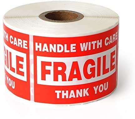 Fragile - 2"x3" Handle with Care Shipping Stickers, 500 Labels Per Roll