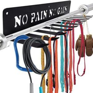 Gym Home Rack 10 Hook Heavy-Duty Wall-mounted Organizer Multi-Purpose Workout Gear Wall Hanger Storage for Resistance Bands, Jump Ropes, Lifting Belt, Fitness Bands, Chains Accessory Storage