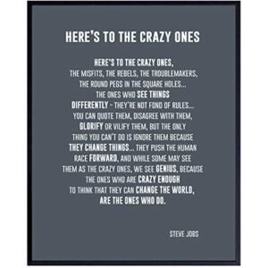 Heres to the Crazy Ones Entrepreneurial Motivational Quote -8×10 Art Print, Home Decor – Inspirational Wall Art Poster – Unique Room Decorations for Office, Den – Gift for Entrepreneur, Boss