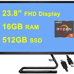 Lenovo Flagship IdeaCentre AIO 3 All-in-one Desktop 23.8” FHD Display AMD 6-Core Ryzen 5 4500U (Beat i7-10710U) 16GB DDR4 512GB SSD HD Webcam DVD-RW Wifi5 Win10 + HDMI Cable Lenovo Flagship IdeaCentre AIO 3 All-in-one Desktop 23.8” FHD Display AMD 6-Core Ryzen 5 4500U (Beat i7-10710U) 16GB DDR4 512GB SSD HD Webcam DVD-RW Wifi5 Win10 + HDMI Cable