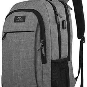 Matein Travel Laptop Backpack, Business Anti Theft Slim Durable Laptops Backpack with USB Charging Port, Water Resistant College School Computer Bag Gifts for Men & Women Fits 15.6 Inch Notebook, Grey