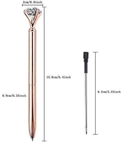 ZZTX 8 PCS Big Crystal Diamond Ballpoint Pen Bling Metal Ballpoint Pen Office Supplies Gift Pens For Christmas Wedding Birthday, Includes 8 Pen Refills - Image 2