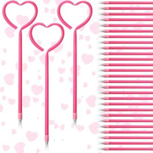 36 Pieces Valentines Day Pens Heart Shape Pens Rollerball Pens Valentine Party Favor Pens Black Gel Ink, Ballpoint Pen for School Boys and Girls Office Supplies (Rose Red)