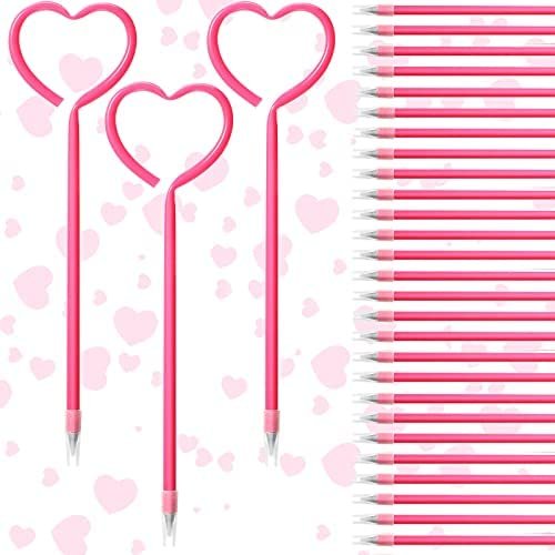 36 Pieces Valentines Day Pens Heart Shape Pens Rollerball Pens Valentine Party Favor Pens Black Gel Ink, Ballpoint Pen for School Boys and Girls Office Supplies (Rose Red)