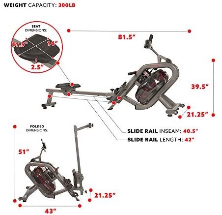 Sunny Health & Fitness Phantom Hydro Water Rowing Machine - SF-RW5910, Silver - Image 6