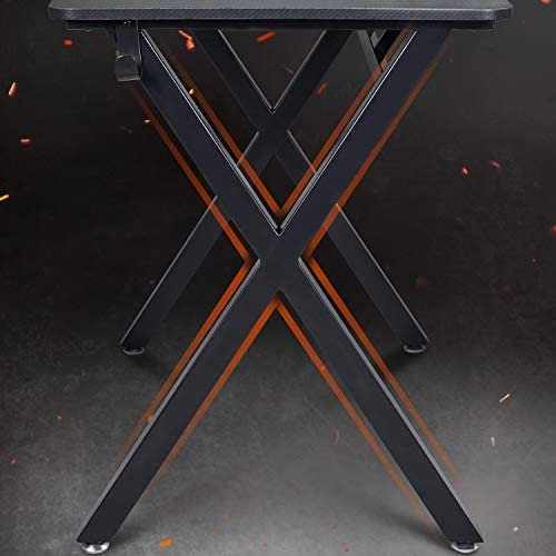 Yaheetech Computer Desk Black Gaming Desk 40 inch PC Home Office Desk Table Study Writing Desks Gamer Workstation with Monitor Stand Headphone Storage Hook Storage Rack Cup Holder, Black - Image 6