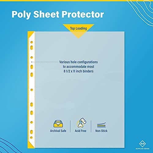 300 Clear Top Loading Page Protectors Fits Copy Paper 8.5 x 11", 11-Hole Fits 3 Ring Binders, Multi Sheet Use: Great for School Supplies, Office Supplies - Supplies Sense Lightweight Sheet Protectors - Image 2