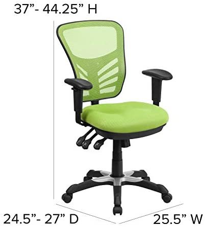 Flash Furniture Mid-Back Green Mesh Multifunction Executive Swivel Ergonomic Office Chair with Adjustable Arms - Image 7