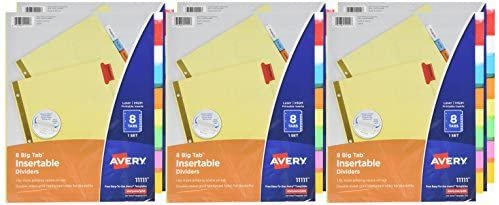 Avery 8-Tab Binder Dividers for School, Medical Office Supply, or Home Organization, Insertable Multicolor Big Tabs, 6 Sets (11111) - Image 10
