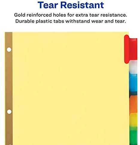 Avery 8-Tab Binder Dividers for School, Medical Office Supply, or Home Organization, Insertable Multicolor Big Tabs, 6 Sets (11111) - Image 4